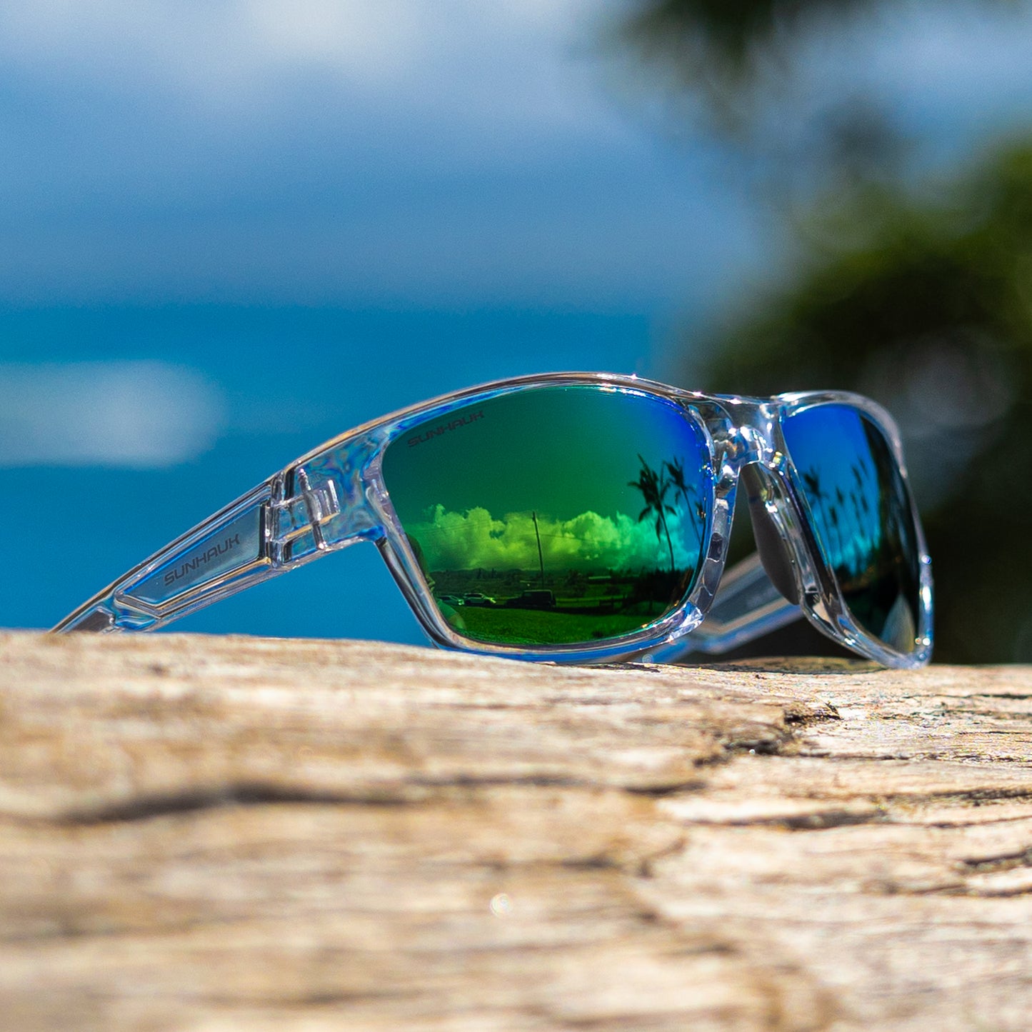 Crystal Oasis - Clear Frame Polarized Sunglasses | SUNHAUK