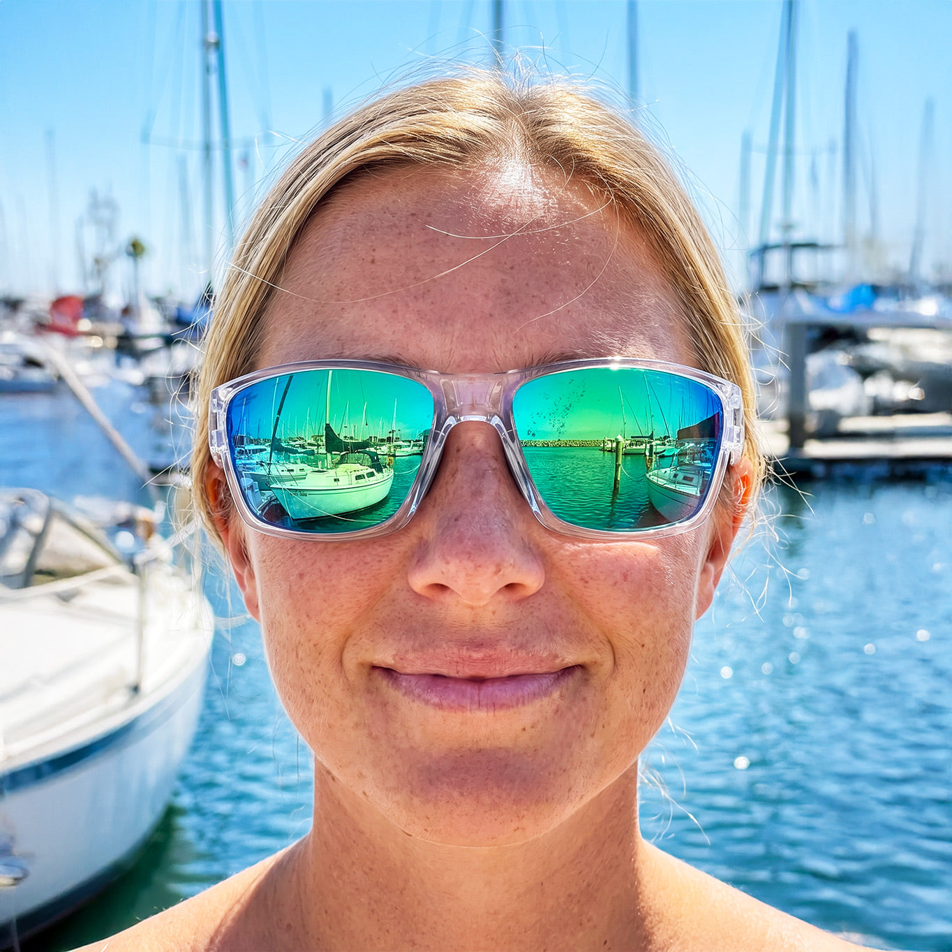 Crystal Oasis - Clear Frame Polarized Sunglasses | SUNHAUK
